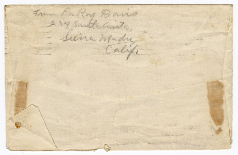 1939 Envelope to Thomas Eugene Davis