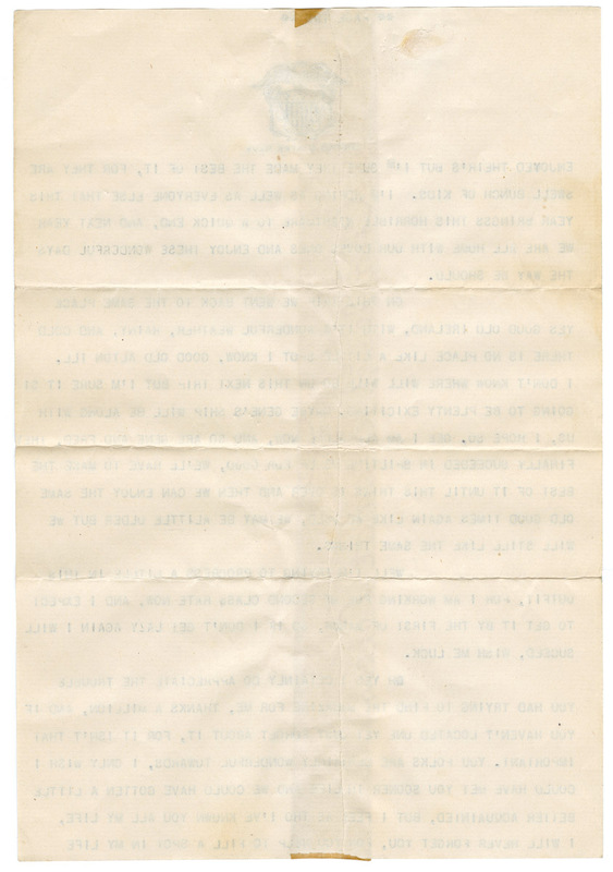 January 26, 1943, Letter from Samuel J. Alben to "Mom and Dad Davis"