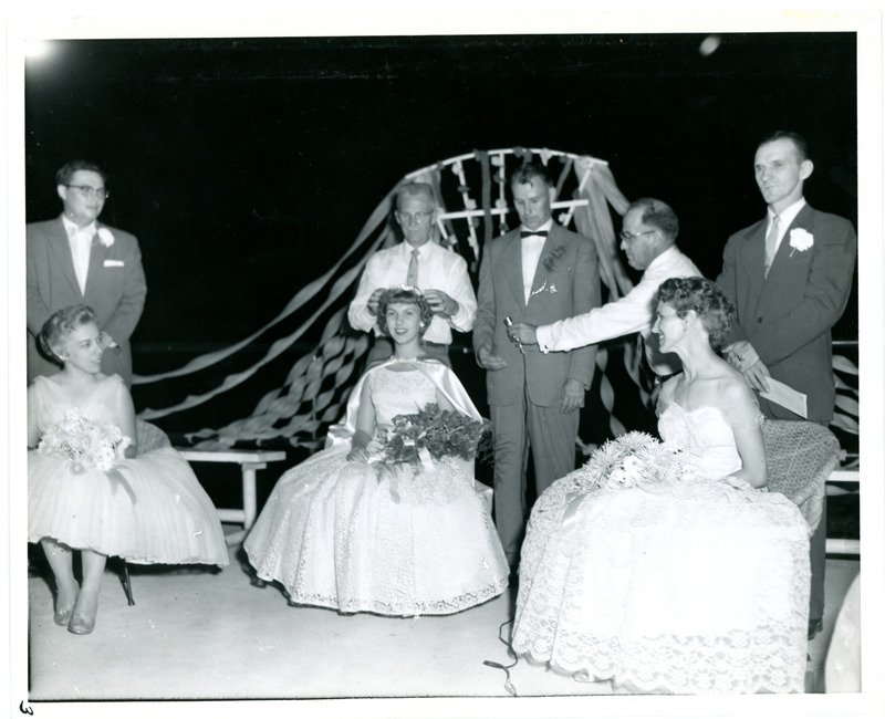 1957 Woman being Crowned on Stage 