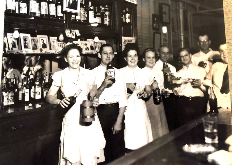 Ethel and Jim Hirsch Welcoming Returning Soldiers after World War II in a Highland Bar