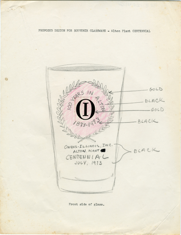 Proposed Design for Souvenir Glassware for the Alton Plant Centennial<br />
