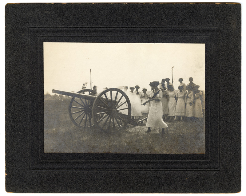 1912 Photograph of Eleanor Boeschenstein and Other Women Shooting a Cannon at Start of Madison County Centennial