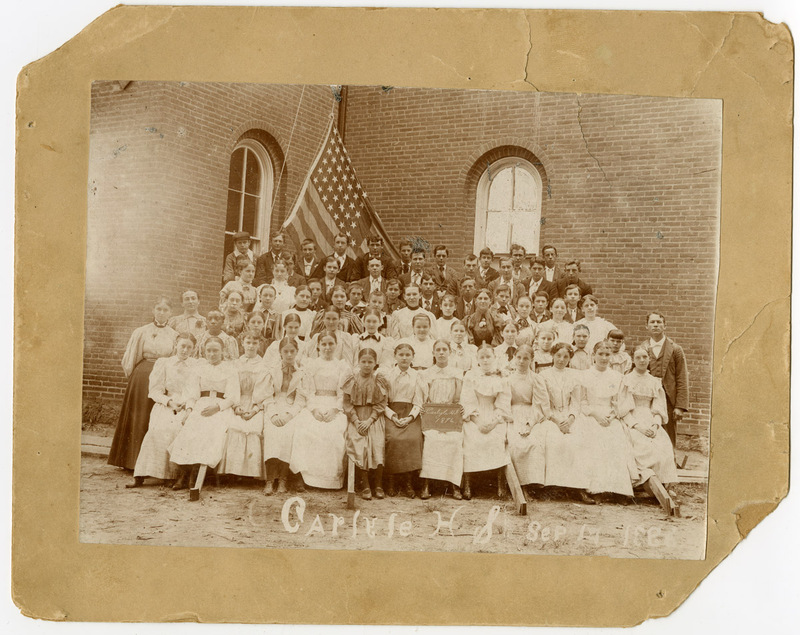 1896 Photograph of Carlyle class photo with American flag 