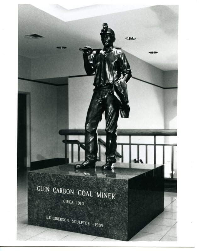 Image of the Glen Carbon Coal Mine sculpture. 