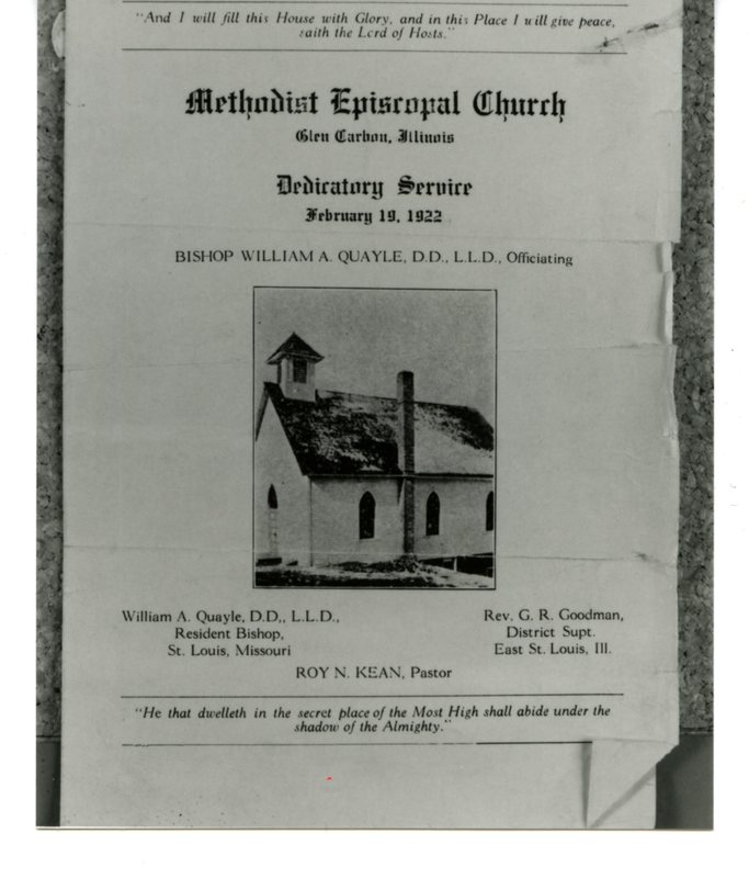 Flier for the Methodist Episcopal Church in Glen Carbon