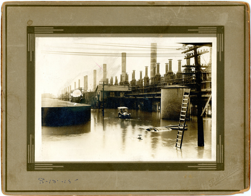 1915 Car in Flood at Wood River Standard Oil Co. Refinery