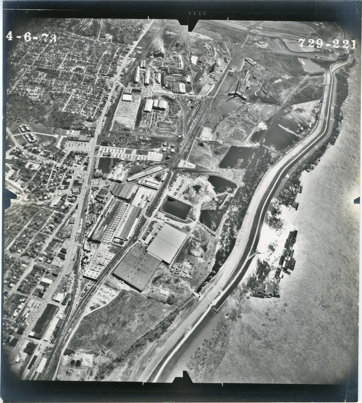 Aerial View of Owens-Illinois Glass Factory, Alton, and Mississippi River