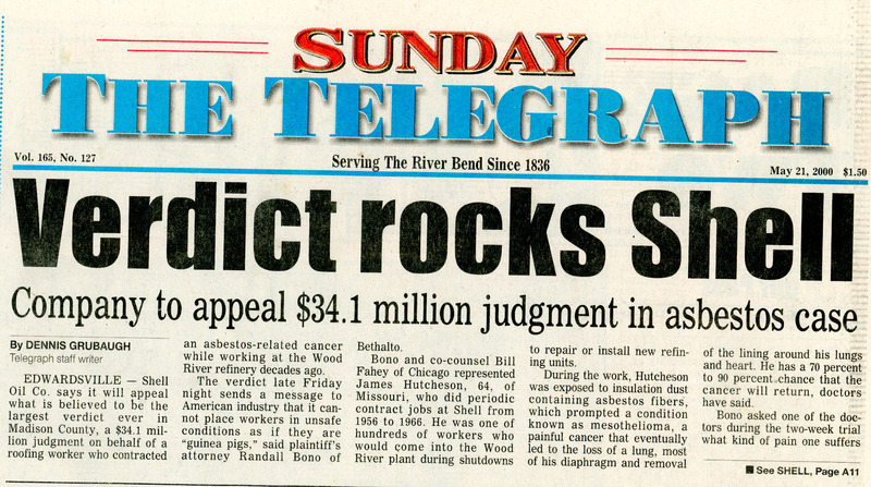 May 21, 2000 issue of The Telegraph, with "Verdict Rocks Shell" Headline