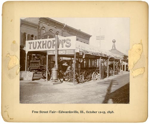 1898 Photograph of Tuxhorn's Tent at Free Street Fair in Edwardsville, IL