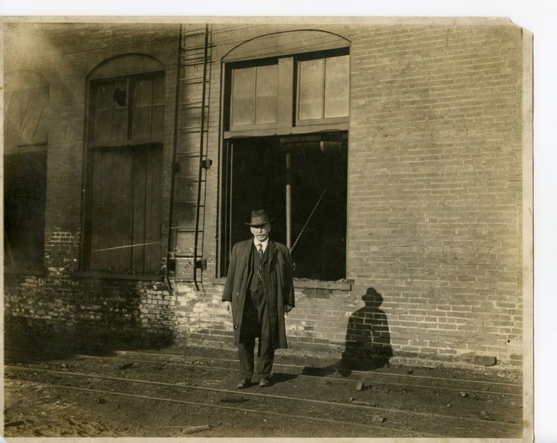 Mr. Daenzer standing outside of the coal mine in Glen Carbon, Illinois 