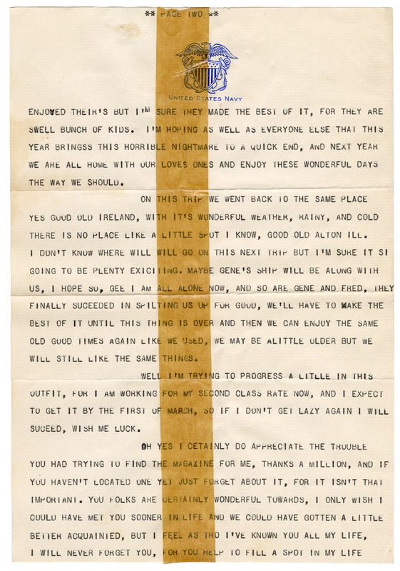 January 26, 1943, Letter from Samuel J. Alben to "Mom and Dad Davis"
