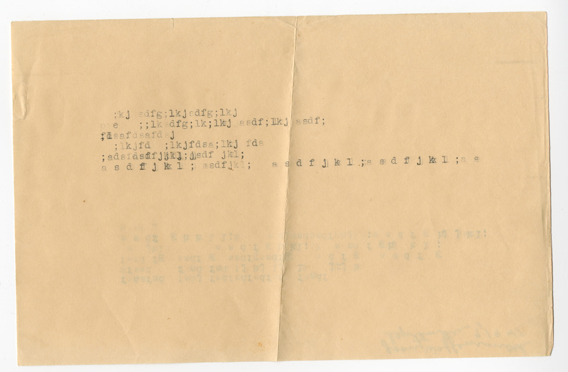 1947 "Typing Practice" from Joan Waffensmith