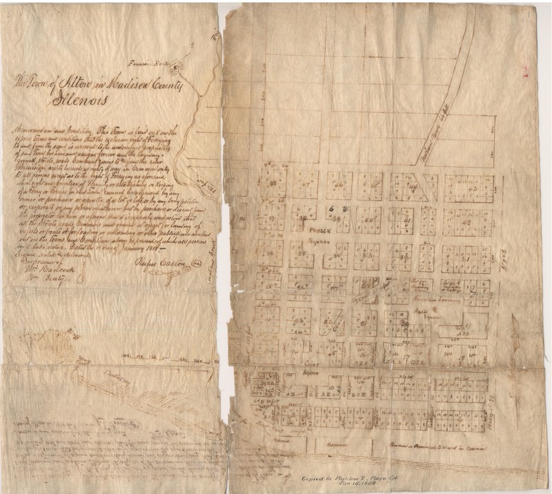 Original 1818 Town Plan of Alton by Rufus Easton