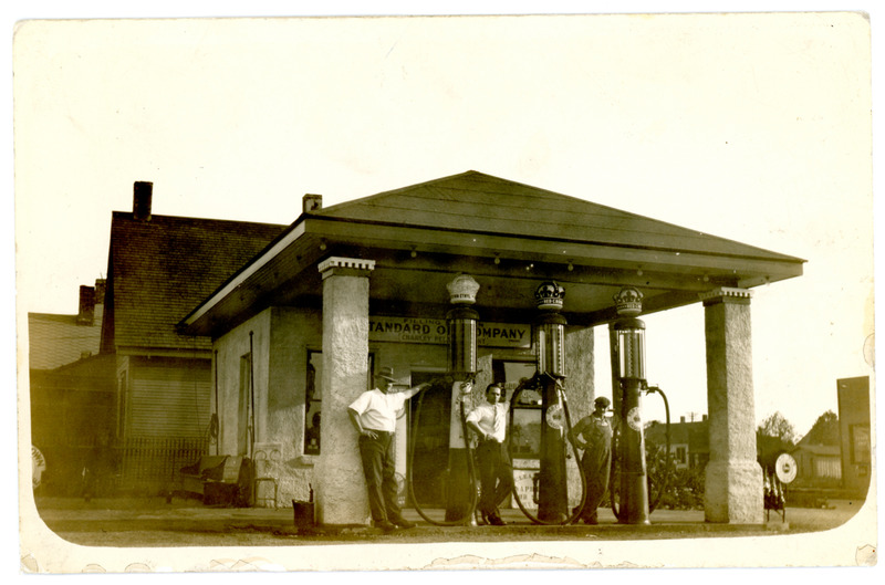1930s Postcard of Men at Delan Station