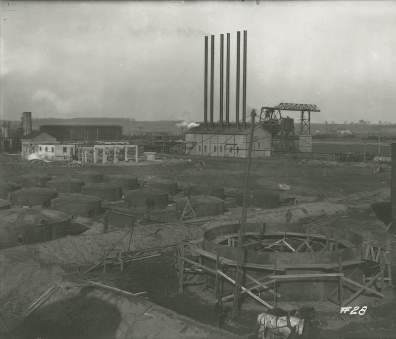 Boiler House and Re-Run Tanks from Agitators  during the 1917-1918 Construction of the Wood River Refinery