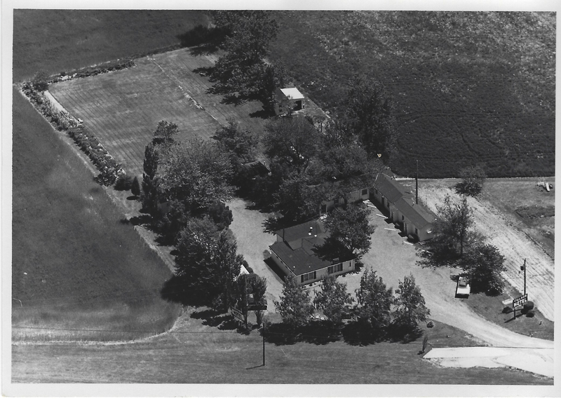 Late 1960s Aerial Photo of Village Motel in Highland, Illinois