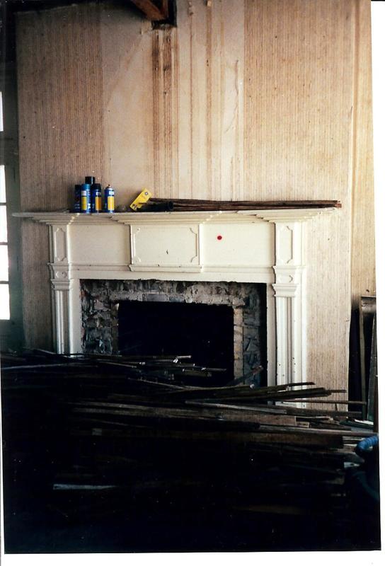 Fireplace inside the Stephenson House during resoration in the early 2000s