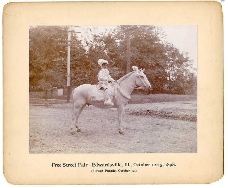 1898 Photograph of a Boy Dressed as a Herald in a Parade during Edwardsville's Free Street Fair Flower Parade