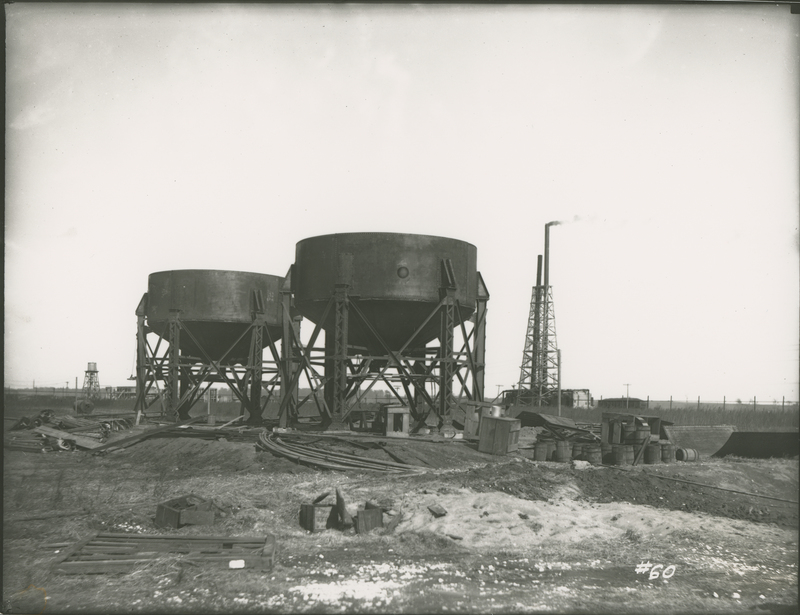 Agitators #1 and #2 during the 1917-1918 Construction of the Wood River Refinery