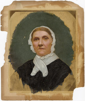Painting of portrait of an unknown woman in black with a white bonnet Painting of portrait of an unknown woman in black with a white bonnet