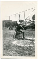 African Zulu Cannibal Baseball Player With Glove Up