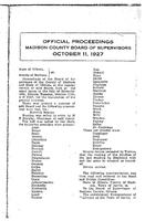 October 11, 1927 Official Proceedings of the Madison County Board of Supervisors