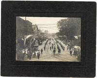 Photograph of Marching Band Led by Men on Horses