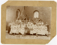 1896 Photograph of Carlyle class photo with American flag 