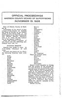 November 15, 1926 Official Proceedings of the Madison County Board of Supervisors