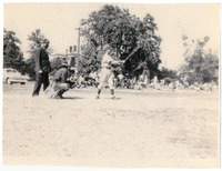 Collinsville Indians Baseball Player at Bat With African Zulu Catcher and Umpire