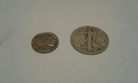 1936 Indian Head (Buffalo) Nickel and Half Dollar Coin