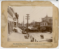 1898 Photograph of Main Street in Edwardsville, Illinois, Showing Utility Poles and Street Fair Tents