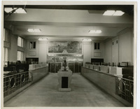 Photograph of Interior of Edwardsville National Bank Showing Kickapoo Indian Treaty Mural