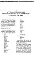 February 15, 1927 Official Proceedings of the Madison County Board of Supervisors