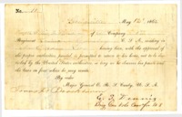 Order from Major General E.R.L. Canby for Elliot Mudge