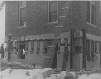 1926  Workers Installing North End Exterior Jacks at the Madison County Tuberculosis Sanitarium in Edwardsville after Mine Subsidence
