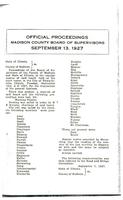 September 13, 1927 Official Proceedings of the Madison County Board of Supervisors