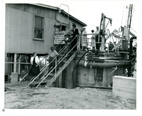 1957 Photograph People on Stairway Outdoors at Open House Refinery Tour