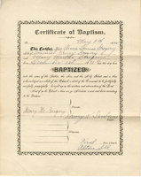 Certificate of Baptism for Anne Louise Gregory, December 1, 1898 in Alton