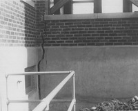 1926 Crack in the foundation and wall of the Madison County Tuberculosis Sanitarium in Edwardsville after Mine Subsidence 