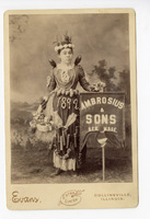 1892 Photograph of Woman with Birds and Potatoes Holding &quot;Ambrosius &amp; Sons&quot; Sign