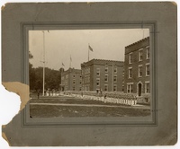 Photograph of Cadets Standing at Attention Outside Barracks of the Western Military Academy in Alton, Illinois